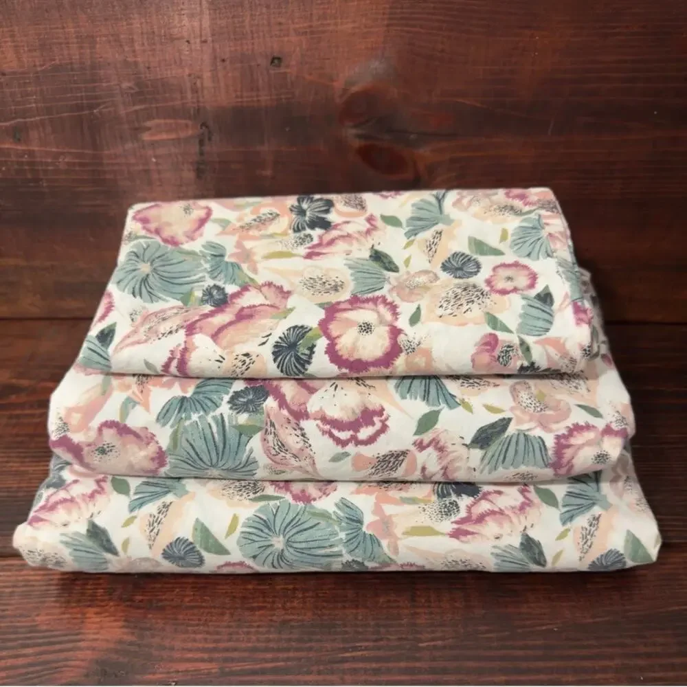 OPAL HOUSE Floral Green & Pink Twin Sheet Set and Pillowcase